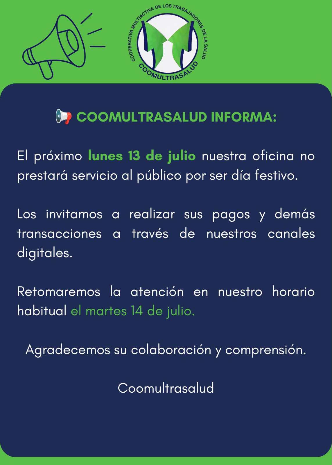 Comunicado Coomultrasalud